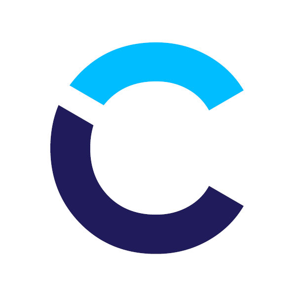 A C letter in bright and dark blue color