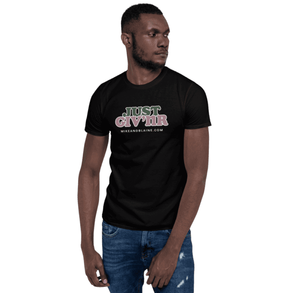 A male model wearing a softstyle t shirt