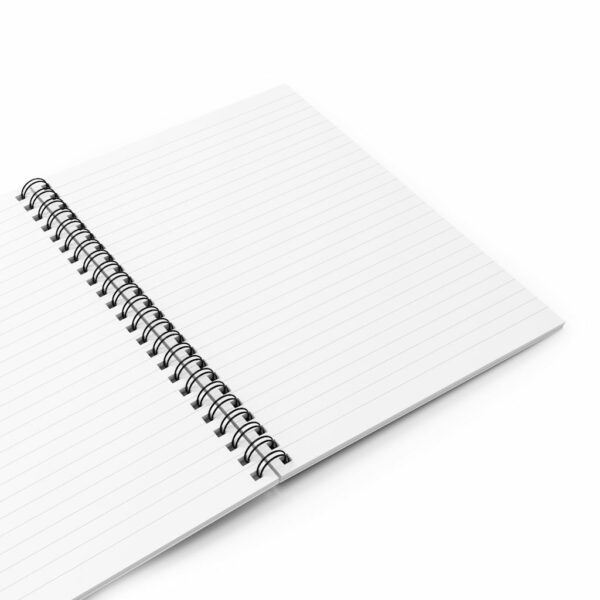 An open single ruled line spiral notebook