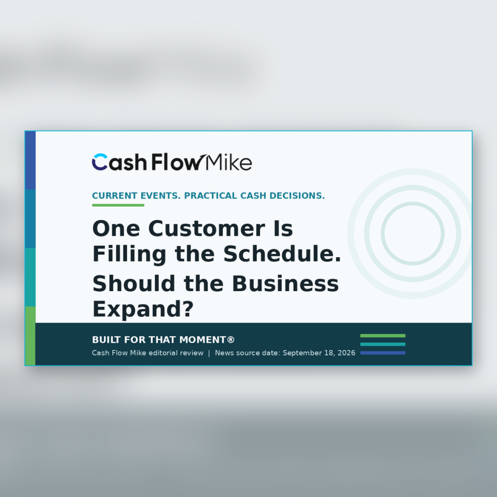 Cash Flow Mike archive card for One Customer Is Filling the Schedule. Should the Business Expand?