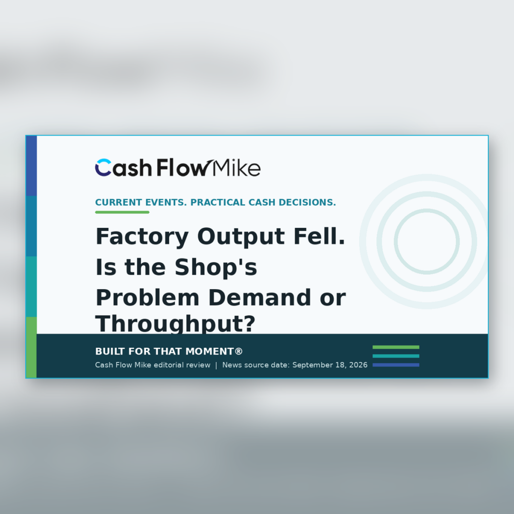 Cash Flow Mike archive card for Factory Output Fell. Is the Shop's Problem Demand or Throughput?