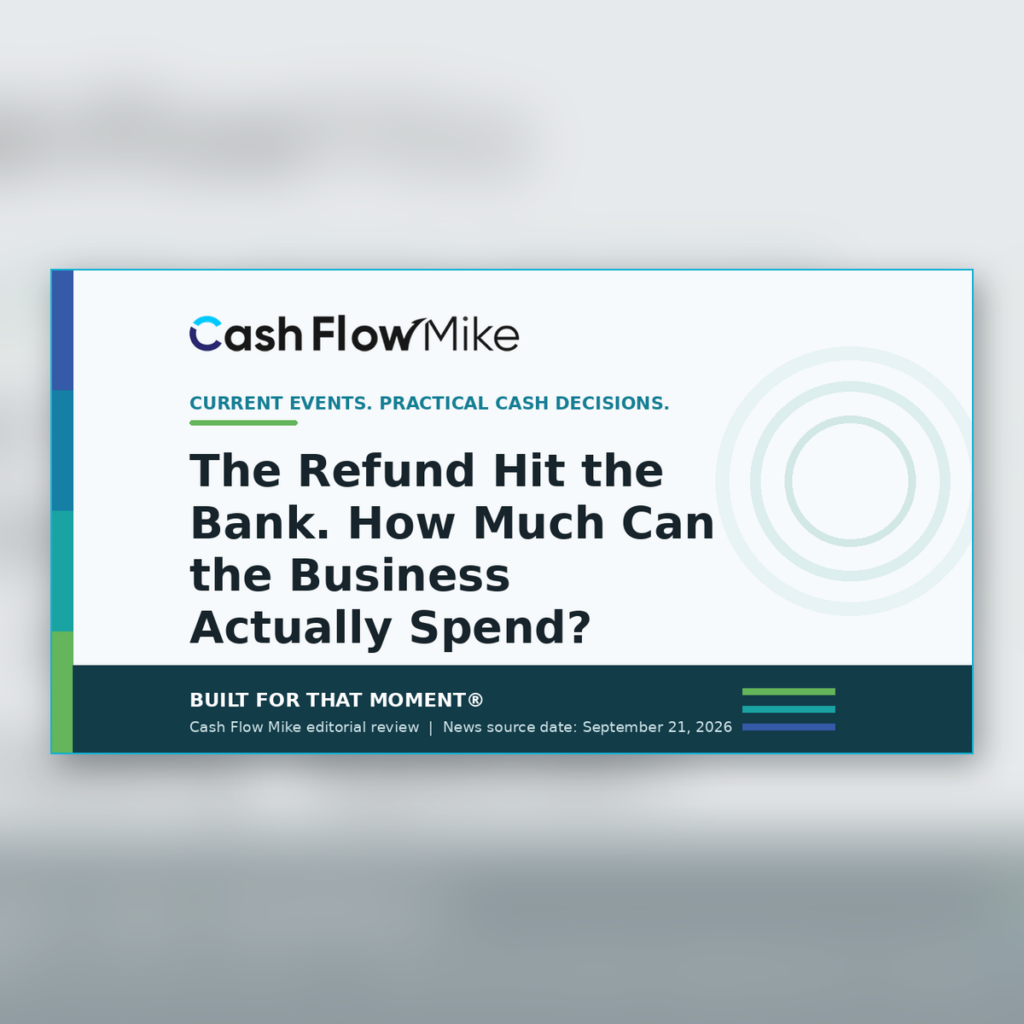 Cash Flow Mike archive card for The Refund Hit the Bank. How Much Can the Business Actually Spend?
