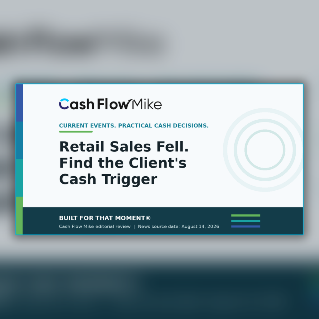 Cash Flow Mike archive card for Retail Sales Fell. Find the Client's Cash Trigger