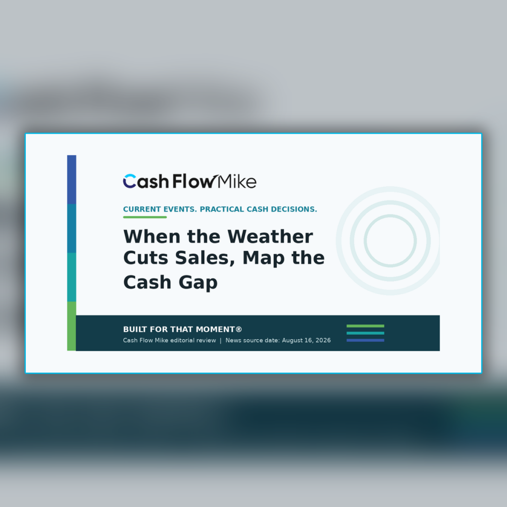Cash Flow Mike archive card for When the Weather Cuts Sales, Map the Cash Gap