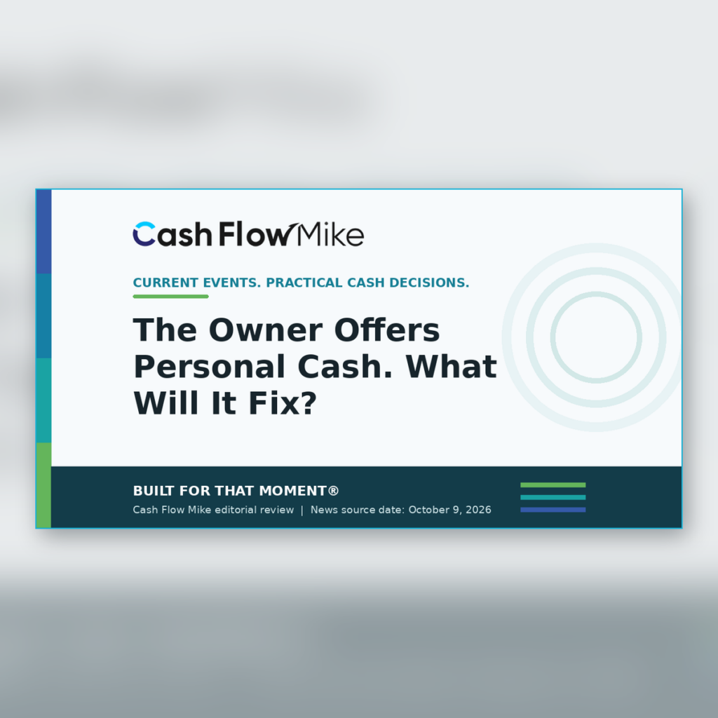 Cash Flow Mike archive card for The Owner Offers Personal Cash. What Will It Fix?