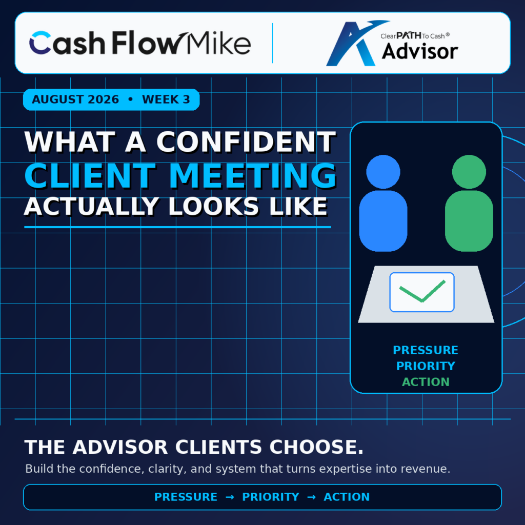 Advisor and business owner reviewing receivables and agreeing on a cash flow action plan